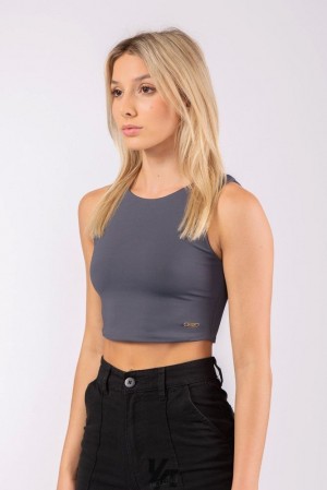 Tops YoungLA Full Cover Crop Tank Mujer Negras | 73JGRUFZW