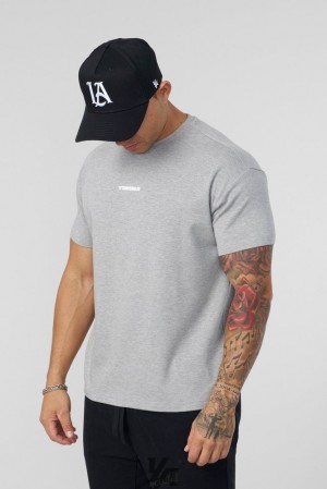 Tops YoungLA Logo Tees Hombre Gris | 87XSCTKGJ