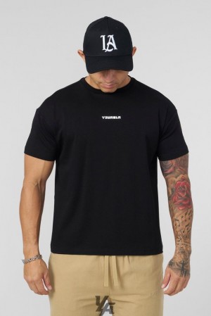 Tops YoungLA Logo Tees Hombre Negras | 95JNYGVQD