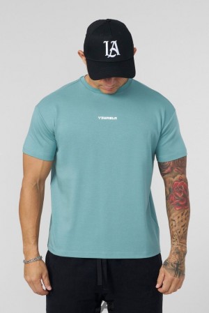 Tops YoungLA Logo Tees Hombre Turquesa Verde | 83BYOFEMC