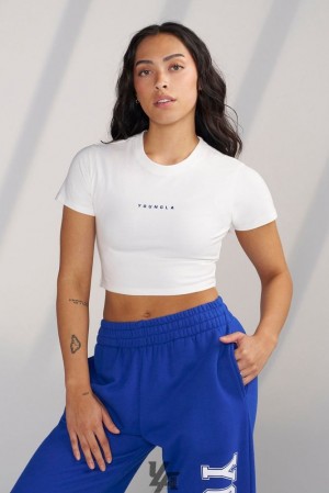 Tops YoungLA Og Baby Tee Mujer Blancas Azules | 45CLGPKAD