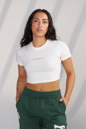 Tops YoungLA Og Baby Tee Mujer Blancas Verde | 04QTGMACL