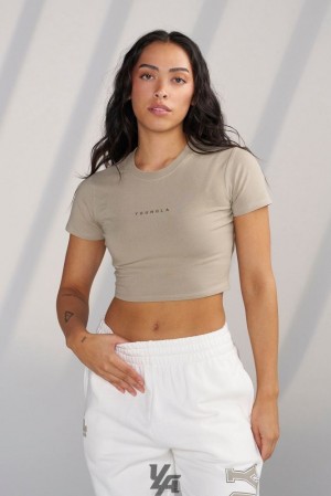 Tops YoungLA Og Baby Tee Mujer Verde Oliva Kaki | 54VSUOZMX