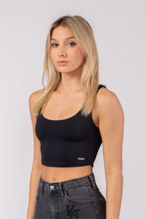 Tops YoungLA Scoop Neck Crop Tank Mujer Negras | 90YVMWHIX