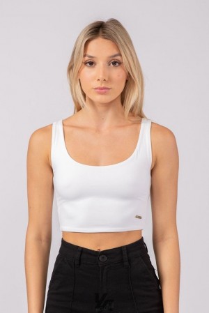 Tops YoungLA Scoop Neck Crop Tank Mujer Blancas | 61CBUHDSE