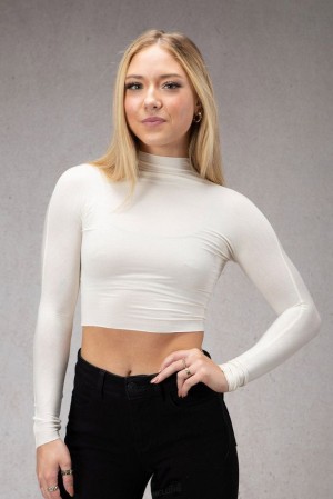 Tops YoungLA Sheer Mock-neck Long Sleeve Mujer Blancas | 15DKLCPFT