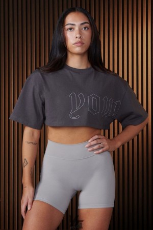 Tops YoungLA Urban Crop Tee Mujer Eclipse | 04ZPXUMCT