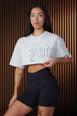 Tops YoungLA Urban Crop Tee Mujer Marble | 48MDLAVFW
