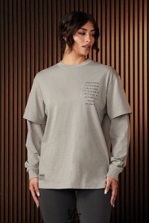 Tops YoungLA Urban Layer Tee Mujer Moonstone | 54IUTWXQA